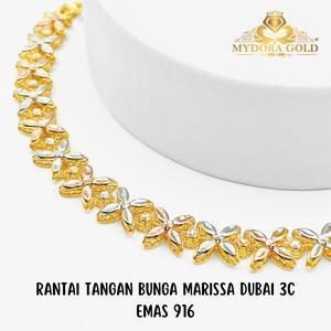 MYDORA Rantai Tangan Bunga Marissa Dubai 3C l EMAS 916/22K