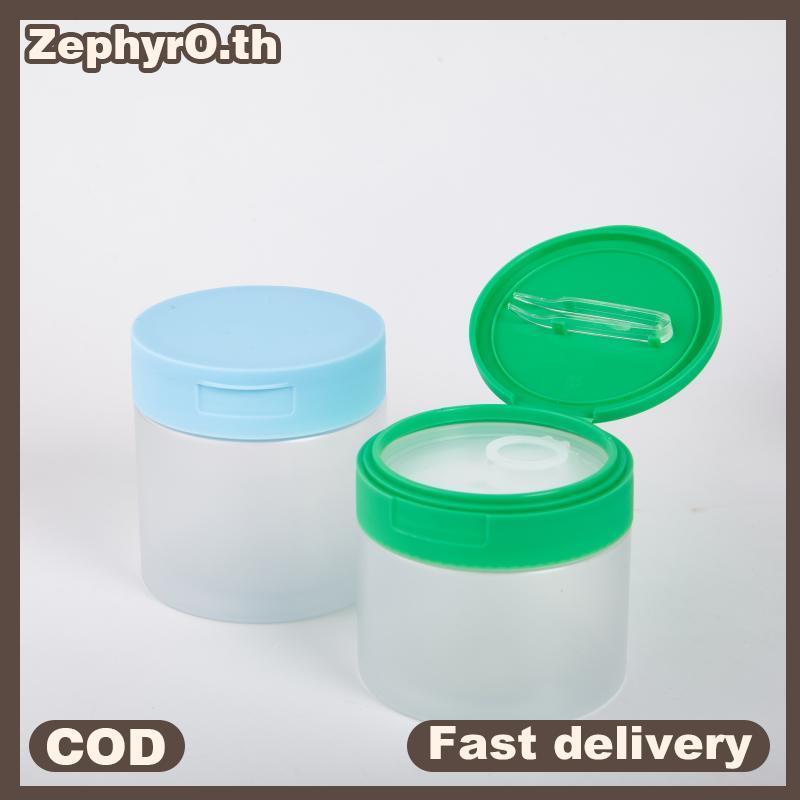 null Storage Jar With Clip Round Makeup Cotton Storage Bottle Cleansing Cotton Pad Swab Organizer Bathroom Clear Plastic Dispenser null