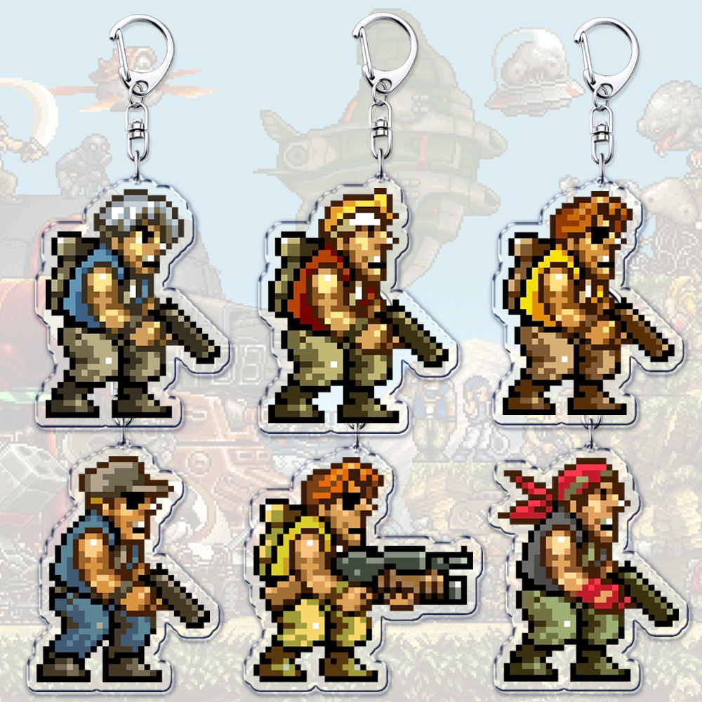 Classic Video Game Keychains for Accessories Bag Marco Rossi Fio Germi Eri Kasamoto Keyrings Jewelry Fans Gamers Gaming