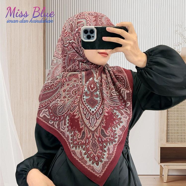 [ Miss Blue ] Bawal Scarf Cotton voile Headband Bidang 46 digital Printed Scarf Hijab (ready stock)