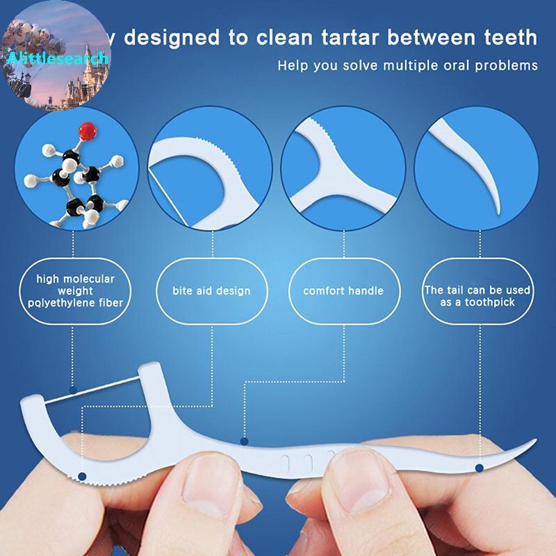 Alittlesearch 50Pcs/Box  Floss Pis Inter Brush Disposable Teeth Pis Tooth Clean Oral Hygiene Care Tool MY
