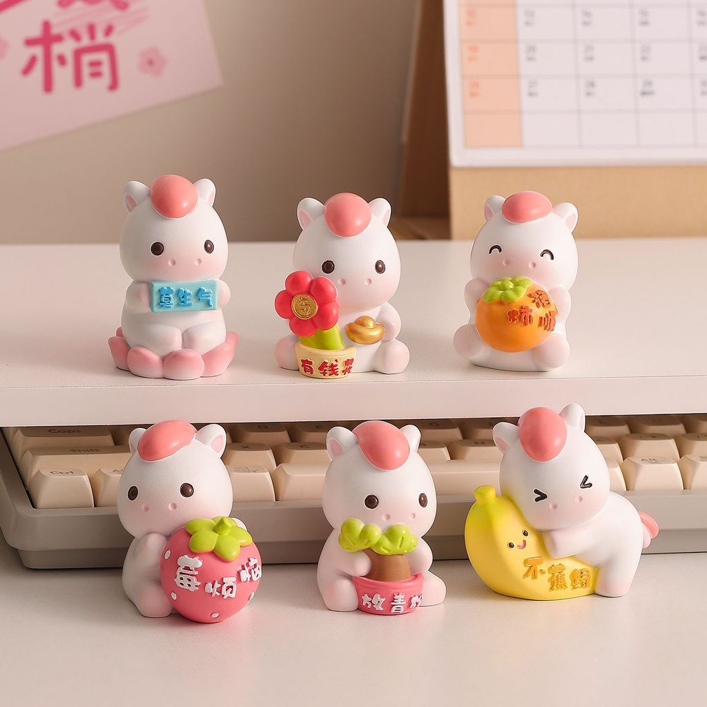 ( Produk baru ) kuda putih comel bukan pisang hiasan hijau pejabat meja meletakkan mudah emosi stabil melepaskan tekanan penyembuhan sistem kuda tahun hadiah