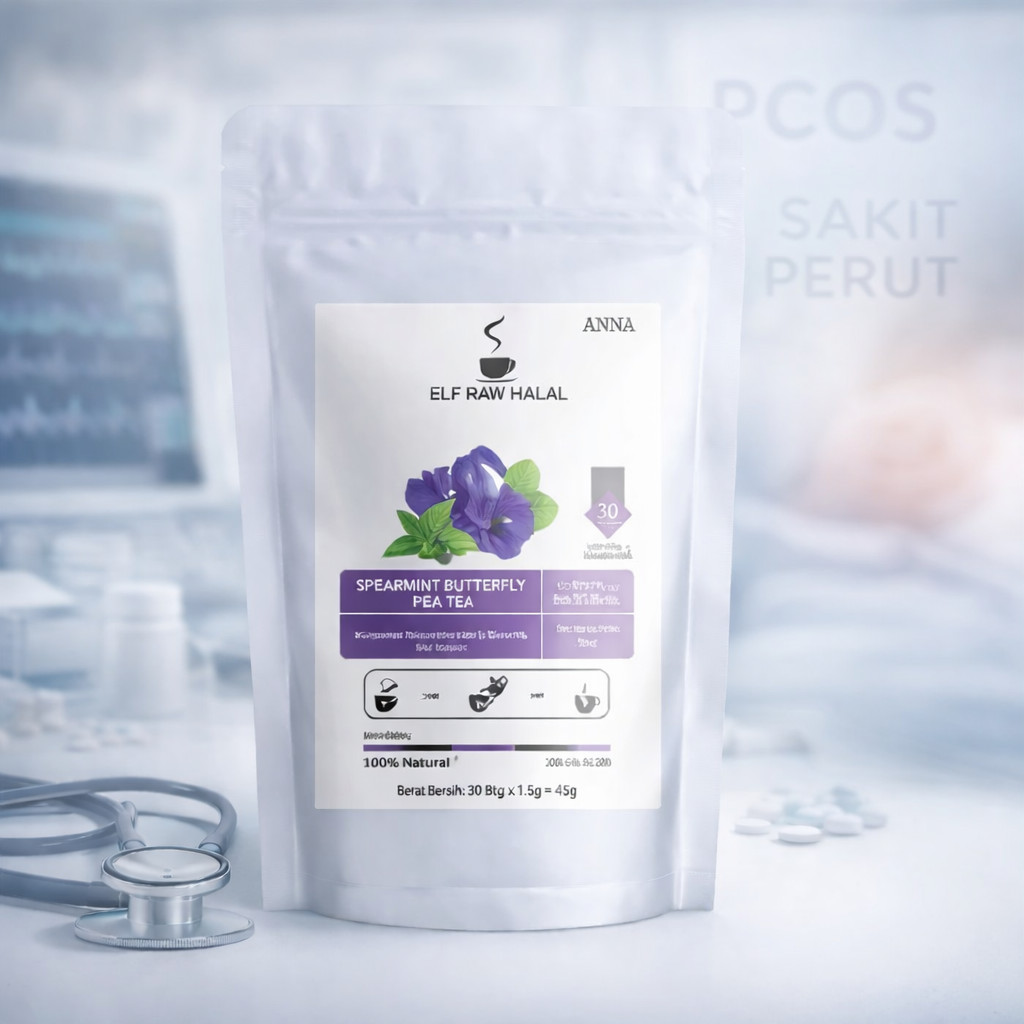 BLUE Spearmint TEA : BUTTERFLY PEA FLOWER & Spearmint LEAVE (30 TEA BAG) -x1