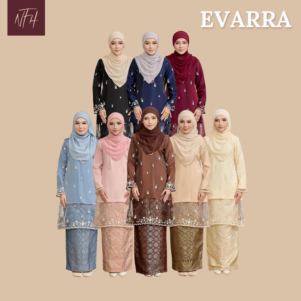 NFH - EVARRA baju kurung cantik moden material Organza embroidery with lining + Kain songket