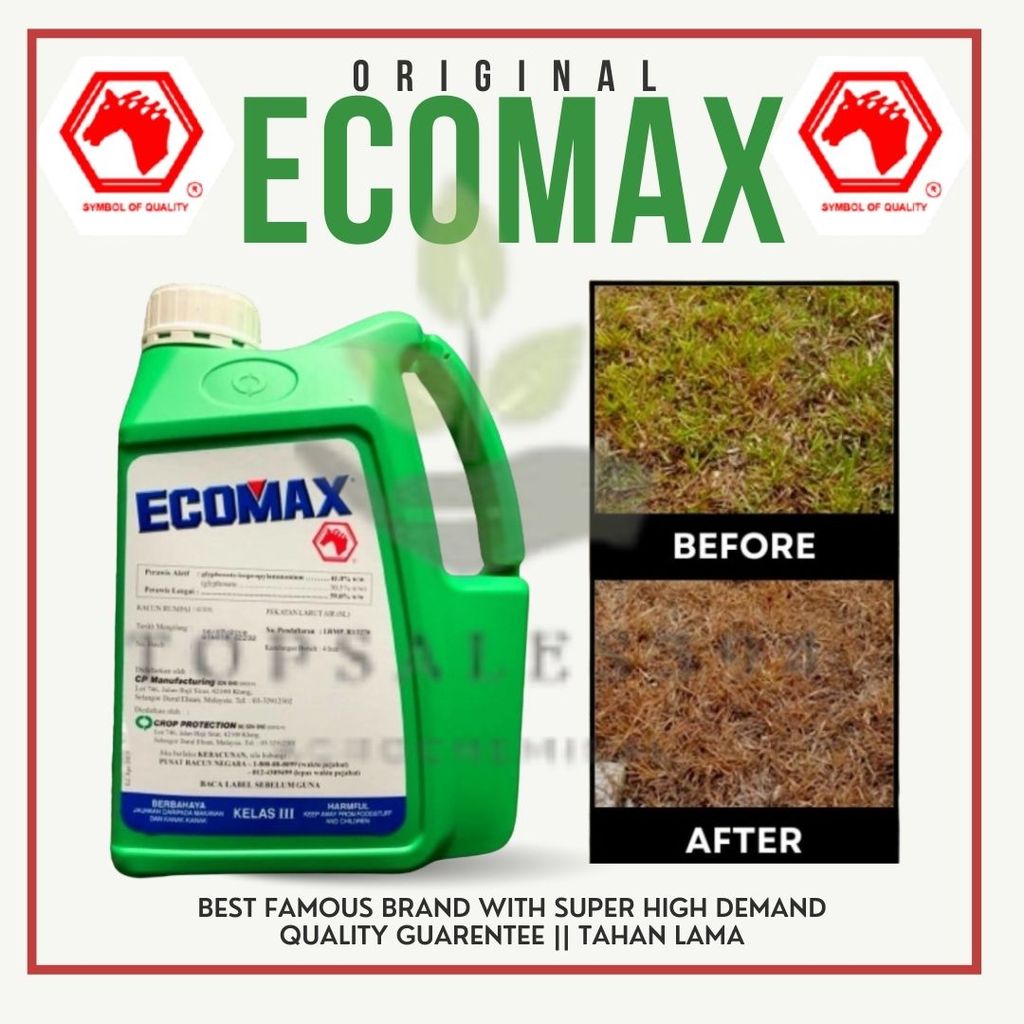 Ecomax 4L Crop Protection Famous Brand dan Tahan Lama Racun Rumput Rumpai Lalang Kerbau Sambau Glyphosate 41% Effective