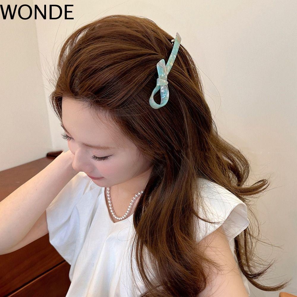 WONDE Acetic Acid Bow Hair Clip, Leopard Print Barrettes Bow Spring Clip, Retro Headwear Korean Style Bowknot Hairpin Girl