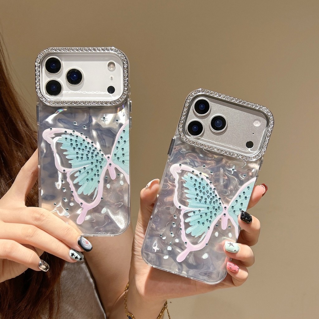 Imd Dot Diamond Butterfly Phone Case Suitable for iPhone 17 16 15 14 13 12 11 Creative New Style Fashion Phone Protective Case