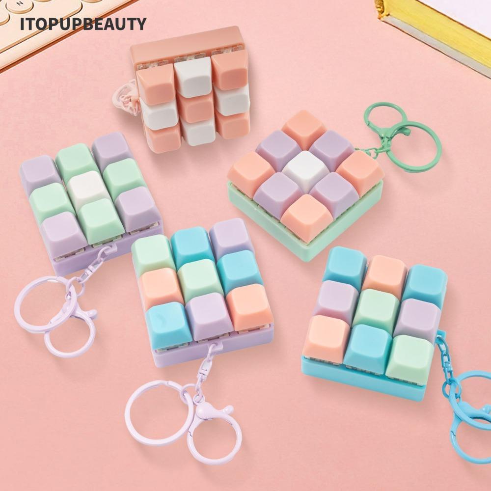 ITOPUPBEAUTY 9 Keyboard Key Toy, DIY Button Keycap Fidget Decompression Keyboard Games Keychain, Gift Stress Relief Anti Stress Finger Creative Bag Pendant For Adults