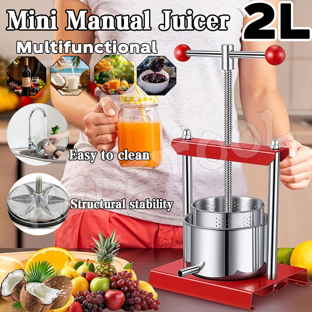 2L Mesin Perah Santan Kelapa Multipurpose Portable Mini Pemerah Jus Manual Tekan Sejuk Manual For Home Use