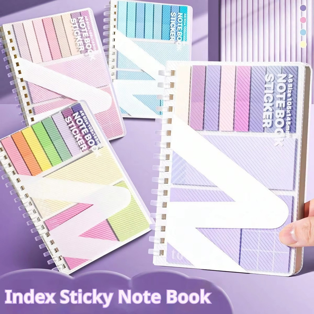Set Nota Pelekat Kawaii Notebook – Sticky Notes Index Tabs Memo Pad Study Planner Journal Aksesori Sekolah