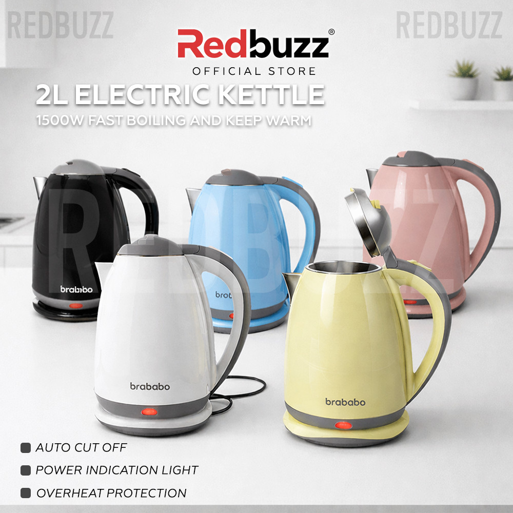 REDBUZZ 2L Cerek Air Panas Electric Kettle Haba Pantas 304 Stainless Steel Fast Boiling Kettle Insulated Kettle 热水壶