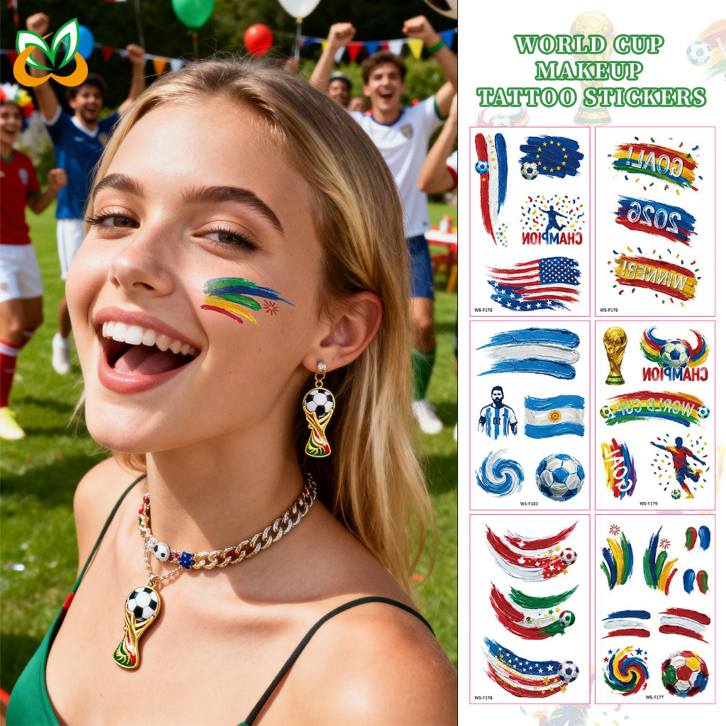 2026 World Cup Football Country Fan Club National Flag Tattoo Face Sticker Waterproof Sports Event Decoration 纹身贴