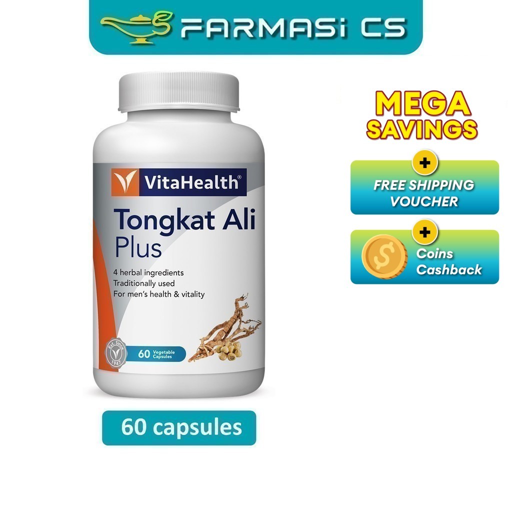 VitaHealth Tongkat Ali Plus 60 Vegetable Capsules EXP:10/2028 [ Vita Health Ginger Farmasi CS ]