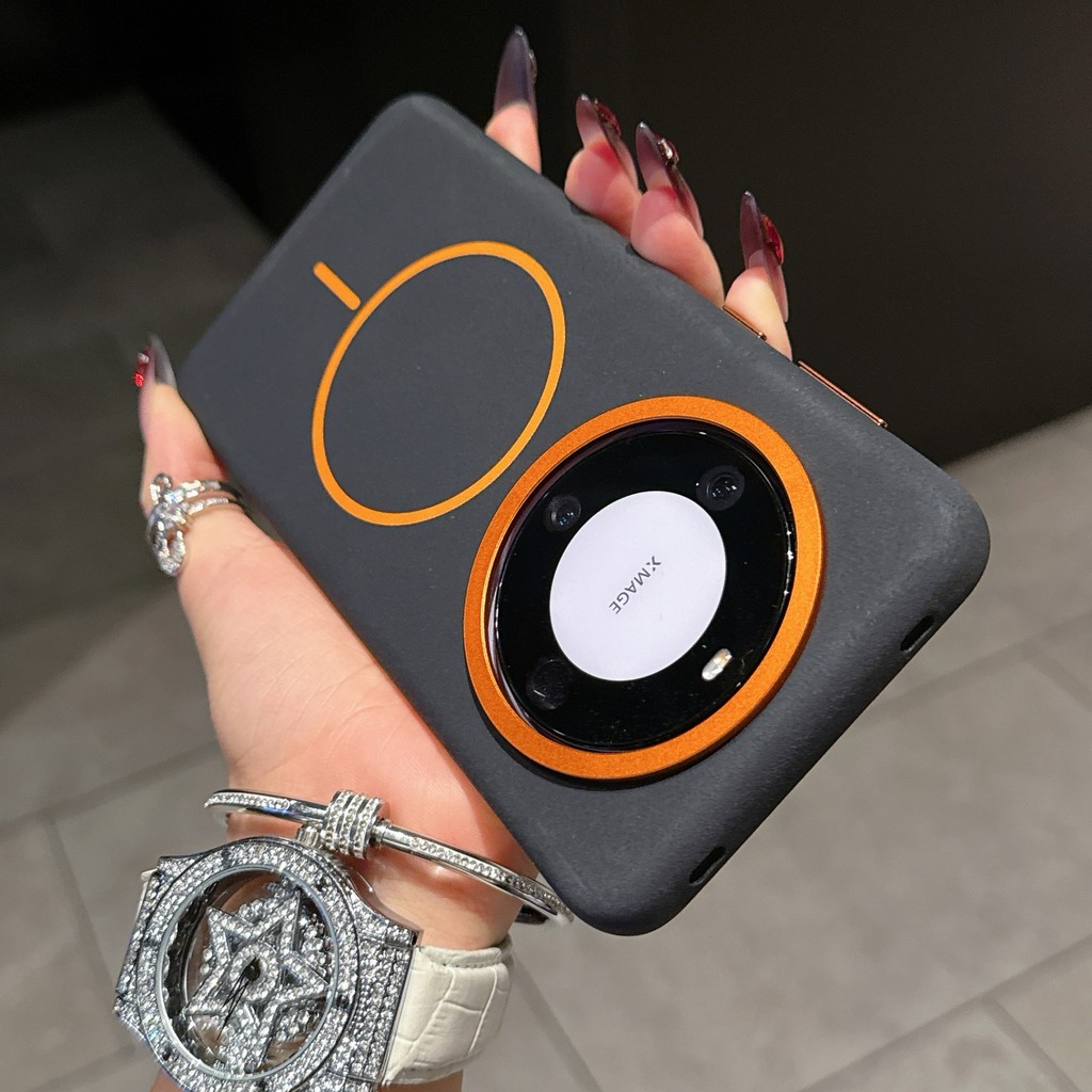 Huawei Handbag Series Huawei Magnetic mate70pro Anti-Sensing Chassis Pattern Large High-End Niche Chassis Full Drop Absorbent Leather Design Suitable for Fashion mate70 Hands Simple