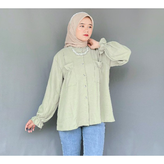 KEMEJA JAVIER FASHION - Xaviera Blouse Crincle Premium Women's tops, women's shirts, all sizes, Fit L-XL