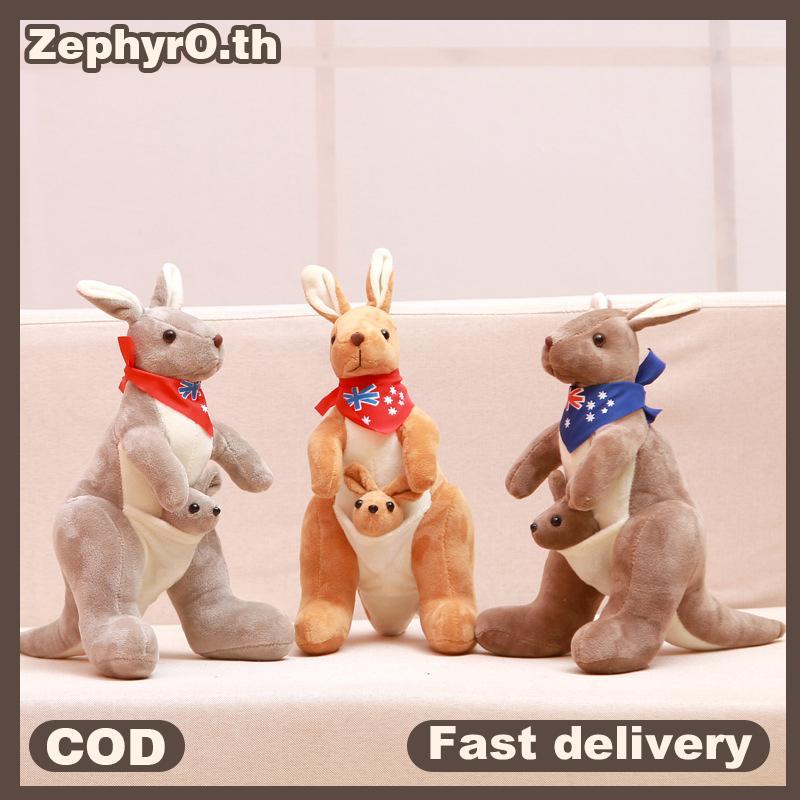 null 35cm Lovely Mother & Child Kangaroo Plush Toys Plushie Pillow Big Size Stuffed Dolls For Baby Room Decor Birthday Christmas Gift null