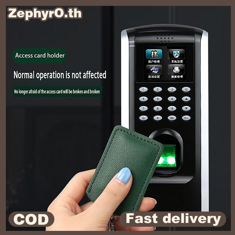 null 1Pc Access Card Case Leather Card Holder Keychain Key Ring Door Lo Access Tags ID Card Case Keychain Access Card Bag null