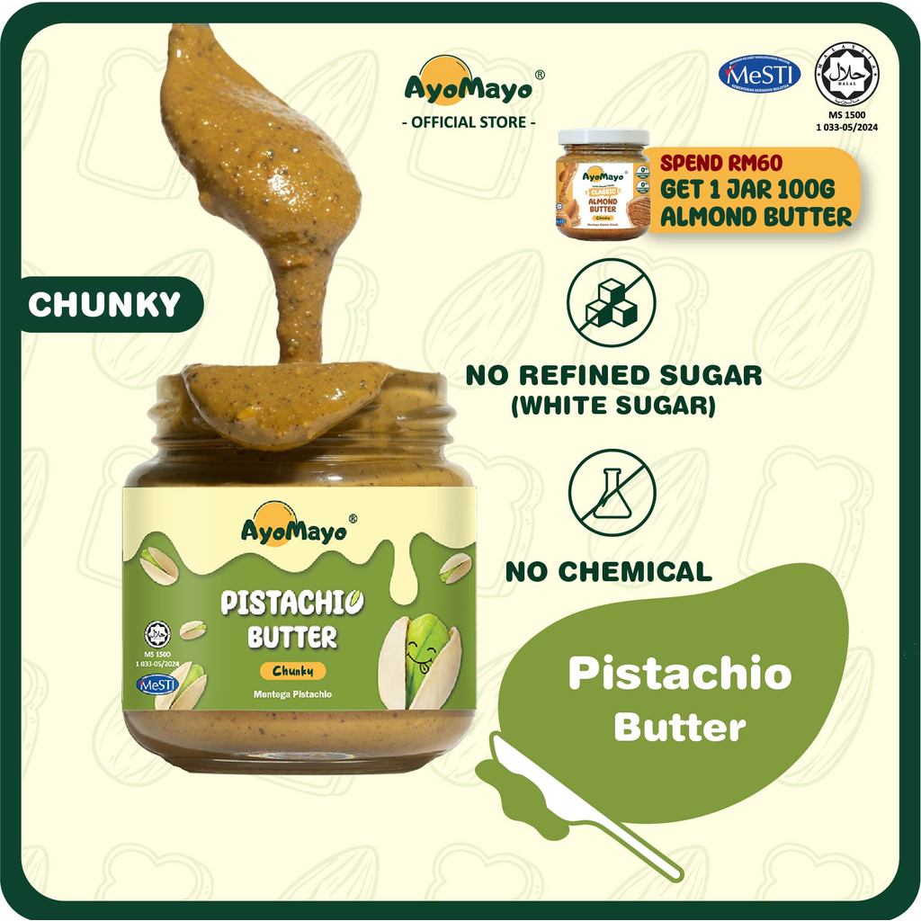 AYOMAYO Pistachio Butter Sauce (Halal) (Most Repurchase Item/ Less Sweet/ Real Pistachio Spread/ Pistachio Jam) (90G)