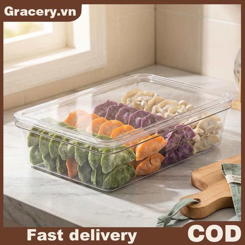 null Dumpling Storage Box Single-Layer Transparent Refrigerator Dumpling Fresh Keeping Container Home Kitchen Food Sealed Storage Box null