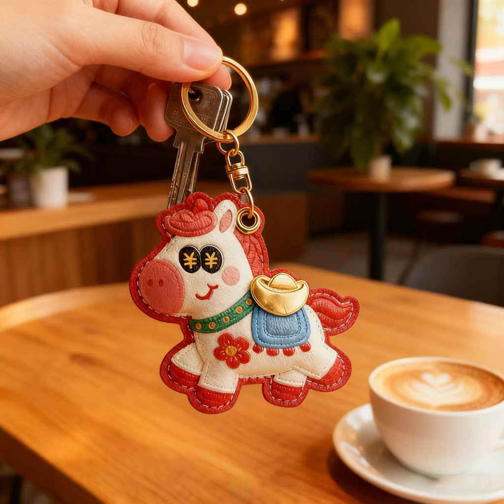 Happy Family New Arrivals Year of the Horse Immediately Money Pendant Keychain Access Control Card airtag Protective Case Bag Pendant New Year Small Gifts Gifts for Friends
