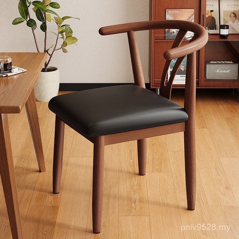 Household Backrest Imitation Dining Table Rental Room Chair Simple Art Iron Solid Wood Dining Chair Antique Chair Horn Stool Tea AYOB