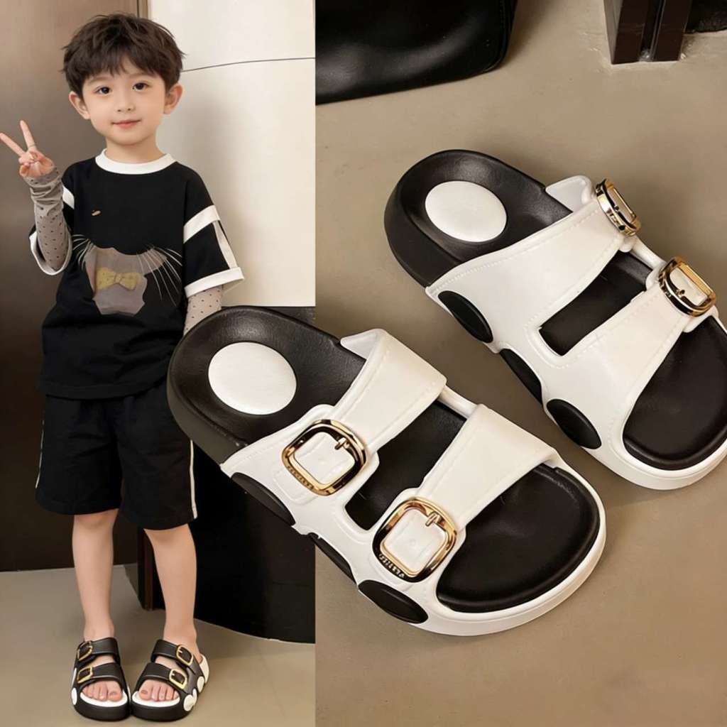 24-35 Girls Platform Flat Sandals Stylish Slip-on Non-slip Odorless slippers for kids AK03 selipar budak perempuan sandal budak perempuan
