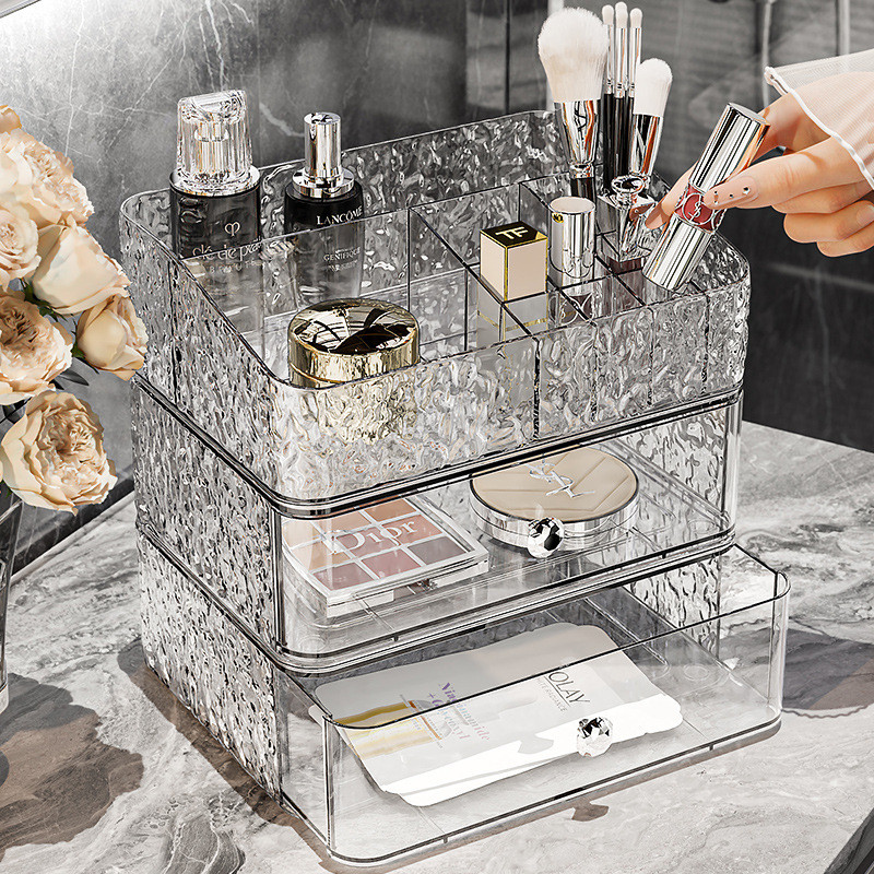 Cosmetic storage box, desktop dustproof dressing table, skincare products, lipstick, acrylic drawer-style storage rack, light luxury style
