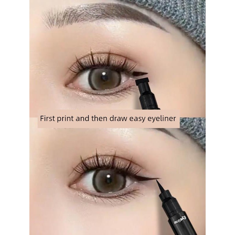 eyeliner eyeliner stamp Double-Ended Seal Eyeliner Non-Smudge Waterproof Black Liquid Eyeliner Pen Ultra-Fine Pen Novice Beginner Natural Eye Makeup