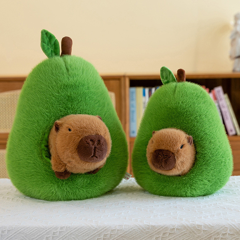 Avocado Capybara Plush Toy 35cm Creative Cute Soft Detachable Pillow Gift Girls Kids