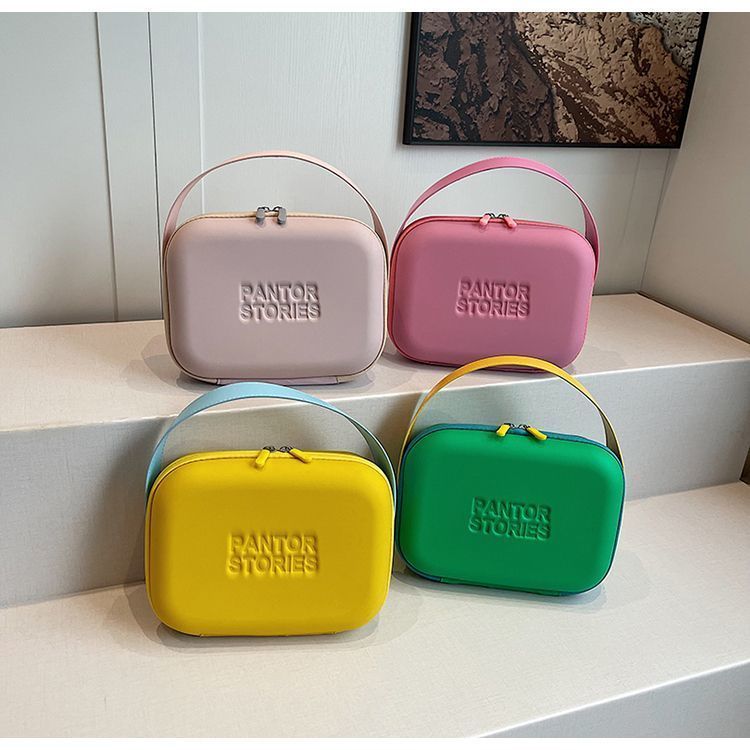 Ready Stock Dopamine Portable Cosmetic Bag Cute Cartoon Macaron Toiletry Bag Waterproof Hard Shell Storage Bag