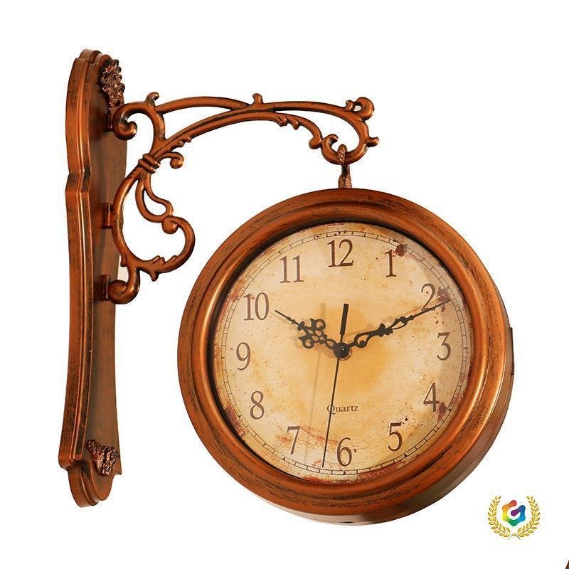 Clock European Style Home Fashion Simple Wall Clock Mute Factory Clock Clock Creative Modern Wall Clock Double-Sided Double-Sided Living Room K12U
