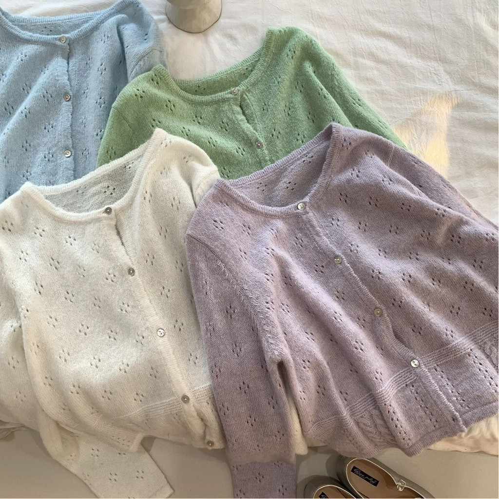 New Korean Crochet Slimming Cardigan - Women's Fashion Sweater