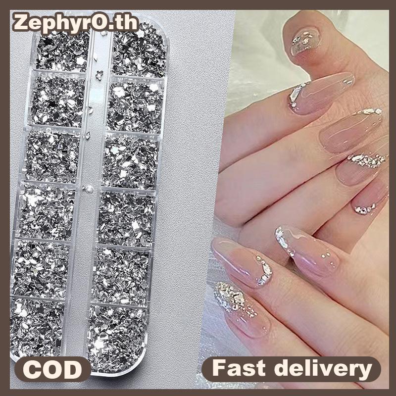 null 12 Grids/Box Nail Art Multi Shape Flat Ba Crystal Rhinestone Dazzling Diamonds Strass Manicure Tip 3d Decoration null
