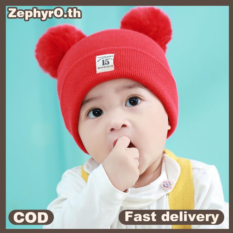 null Winter Children Warm Baby Knitted Hats With Pom Pom Kids Knit Beanie Hats Solid Color Infant Hat For Boys Girls null