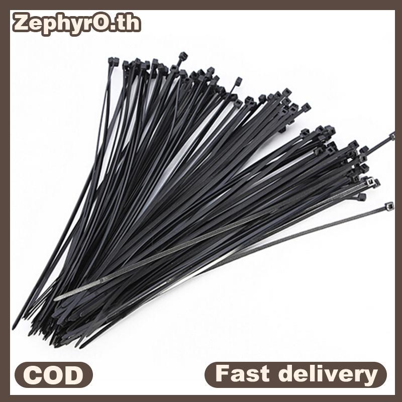 null 100pcs 10cm Nylon Plastic Zip Trim Wrap Cable Loop Ties Wire Self-Loing Bla null