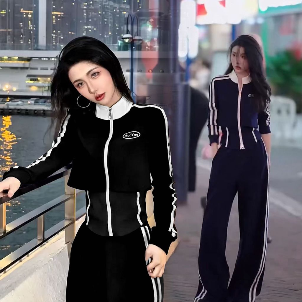 Version Spring Autumn Set Pants Thin Sportswear cod Fashion Casual Cardigan20262025Cod Korean Fashionable New Style Wide Leg Female LIY4