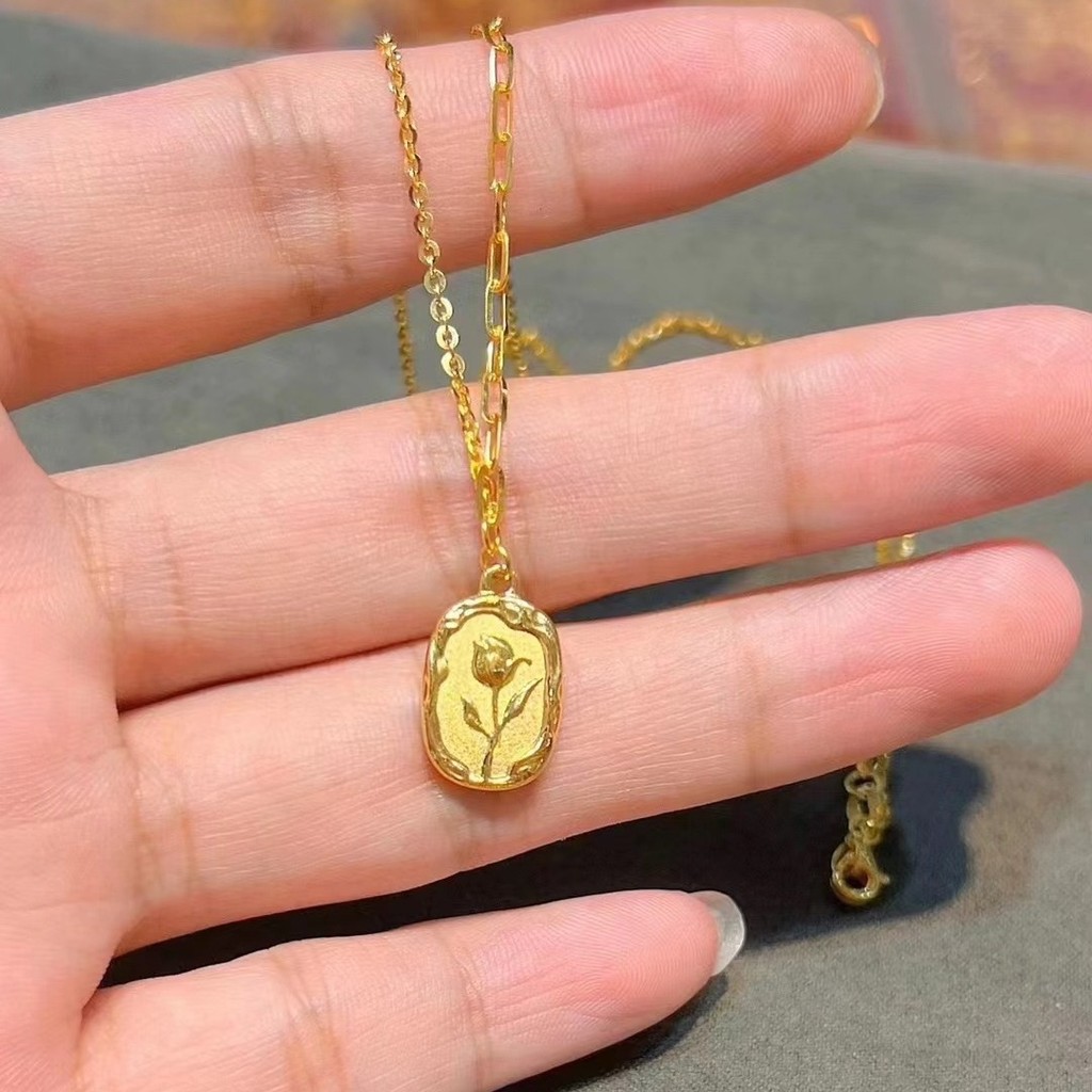 Emas loket 916 Tulip Flower /916 gold  Romantic Gold Pendant/ Rose diy charm gold 916