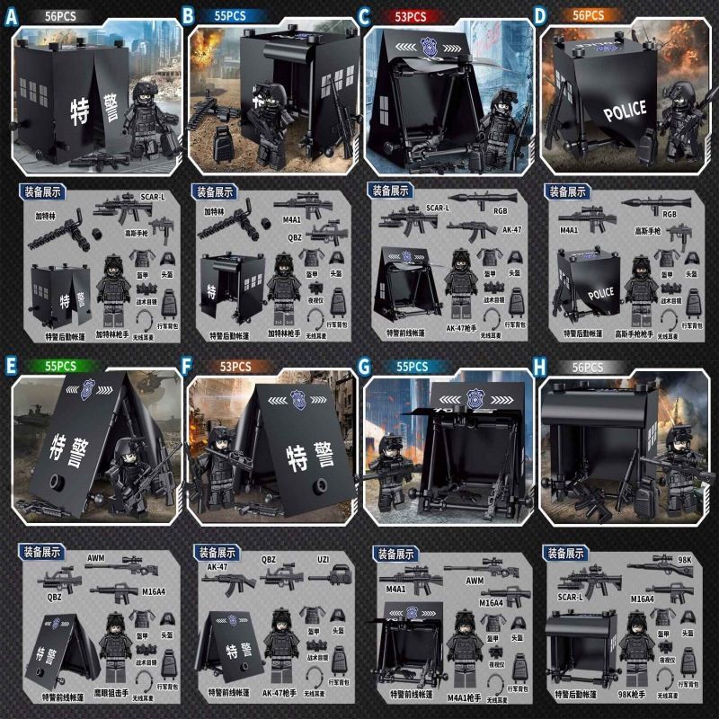 Chinese Military Base Building Blocks Minifigures Weapons SWAT Battlefield Base Tent Small House Children Assembled Small Toys 3122