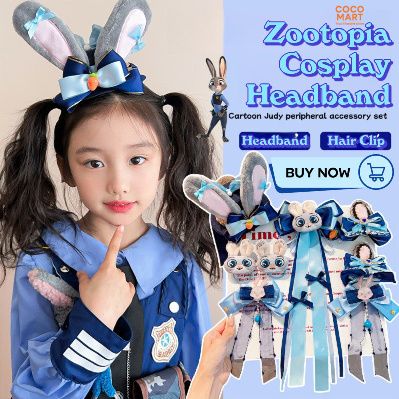 Ready Stock|Zootopia Judy Hopps Bunny Ears Headband | Cute Police Bunny Cosplay | Party Performance Hairband | Christmas Gift