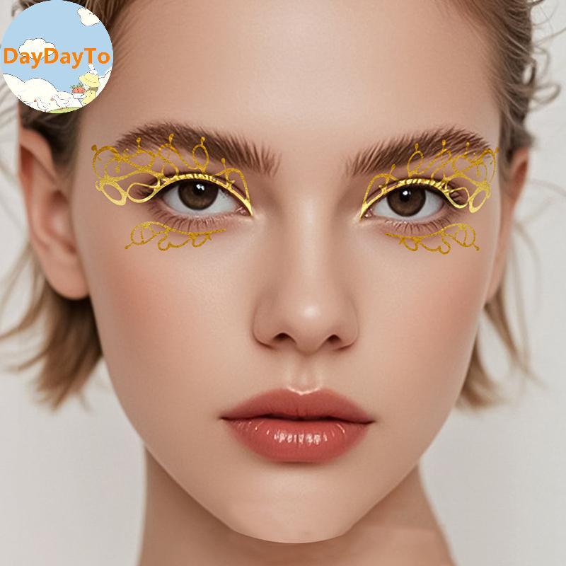 DayDayTo Glitter Stiers Face Eyeliner Tattoo Flash Gold Temporary Metalic Tattoos Waterproof Makeup Decals For Girls Party Music Festival VN
