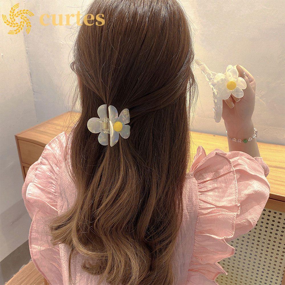 CURTES Flower Hair Claw Acetic Acid Hairpin Headwear Sweet Girls Women Korean Style Hair Clip