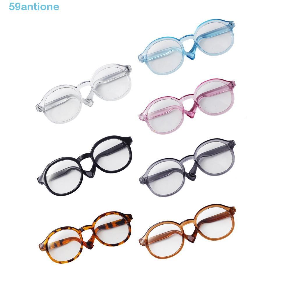 ANTIONE Transparent Plastic Glasses, Doll Accessory Transparent Round Transparent Glasses, Fashion Plastic Candy Color Round Doll Mini Glasses Doll Ornament