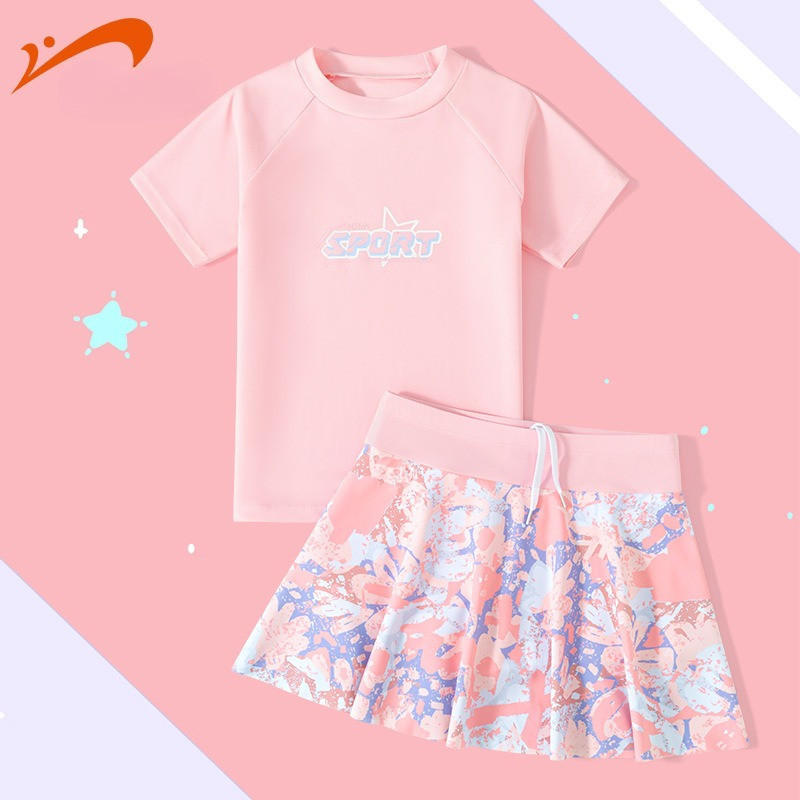 Swimsuit Noble Bird Children Swimsuit Girls New Style Big Girls Junior High School Students Conservative Professional Split Sunscreen Swimsuit