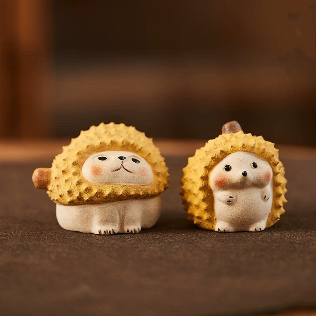 Genuine Product with Certificate] Yixing Purple Sand Tea Pet Lucky Cute Durian Cat Ornaments Hedgehog Tea Play Can Raise Tea Ceremony