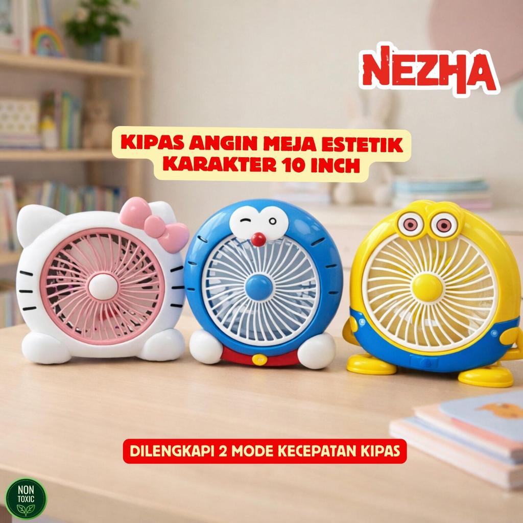10 Inch Character Fan Electric Table Fan Desk Fan Portable Mini Table Fan Cute Strong Wind Energy Saving Suitable for Home Office Study Table Aesthetic Design Light Easy to Carry