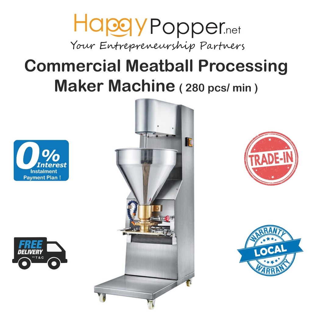HAPPYPOPPER Commercial Electric Mesin Bakso Bebola Daging Fish Meat Ball Meatball Maker Machine HEAVY DUTY 商用肉鱼丸成型机