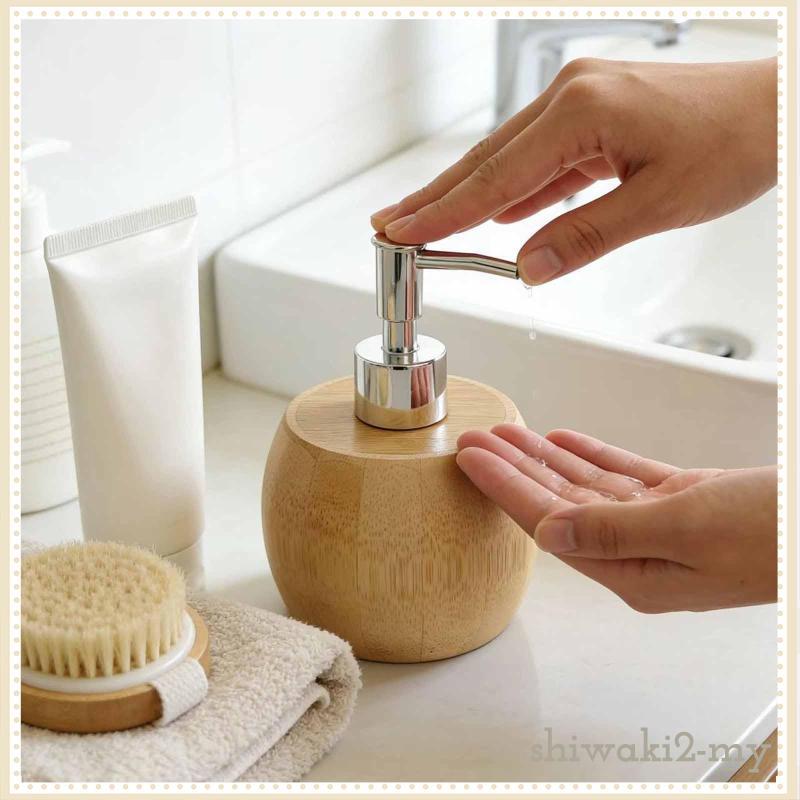 [ShiwakibcMY] Bamboo Soap Dispenser, Dish Soap Pump, Refillable Empty Bottle for Essential Oils, for Kitchen Sink And Washbasin
