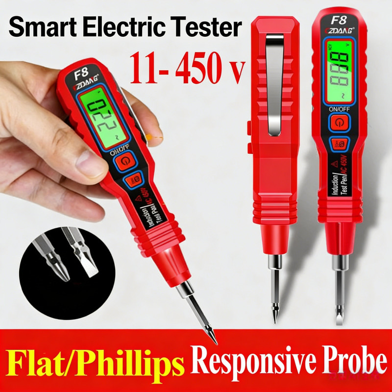 Intelligent Digital Measuring Pen Digital Voltage Tester NCV 11-450V AC Sound Light Alarm Detects Live/Null Wire