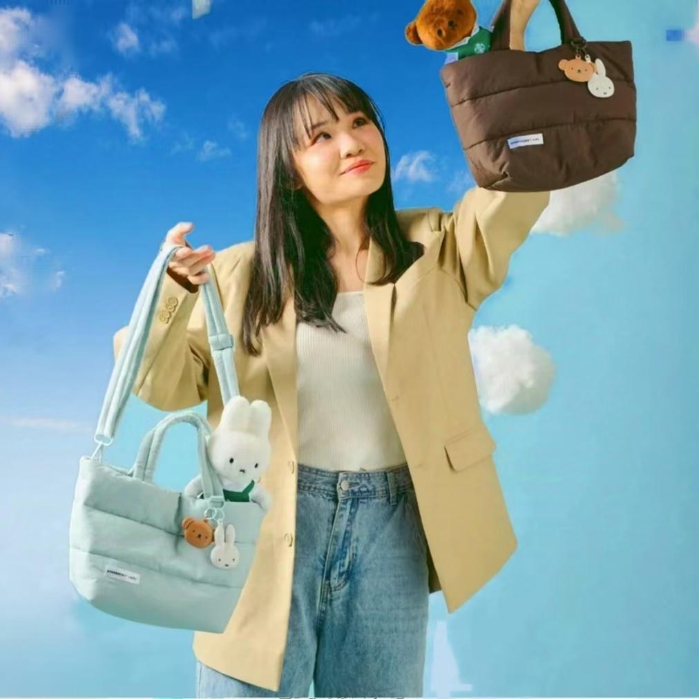 Miffy miffy miffy Joint Down Tote Bag 2024 New Style Fashionable All-Match One-Shoulder Messenger Bag Portable Female Bag