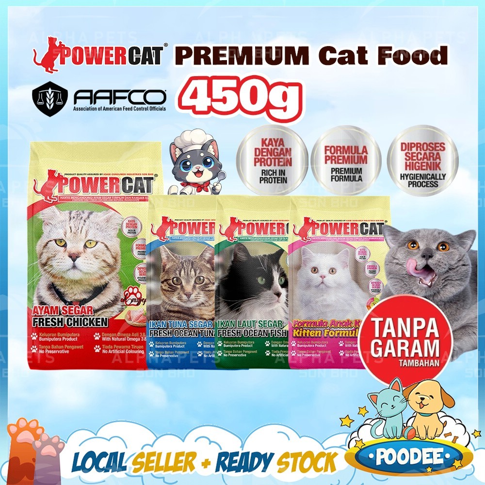 POODEE Powercat 420g 450g Kitten Cat Food Dry Food High Protein Omega 3 Healthy Growth Immune Boost Cat Kibble